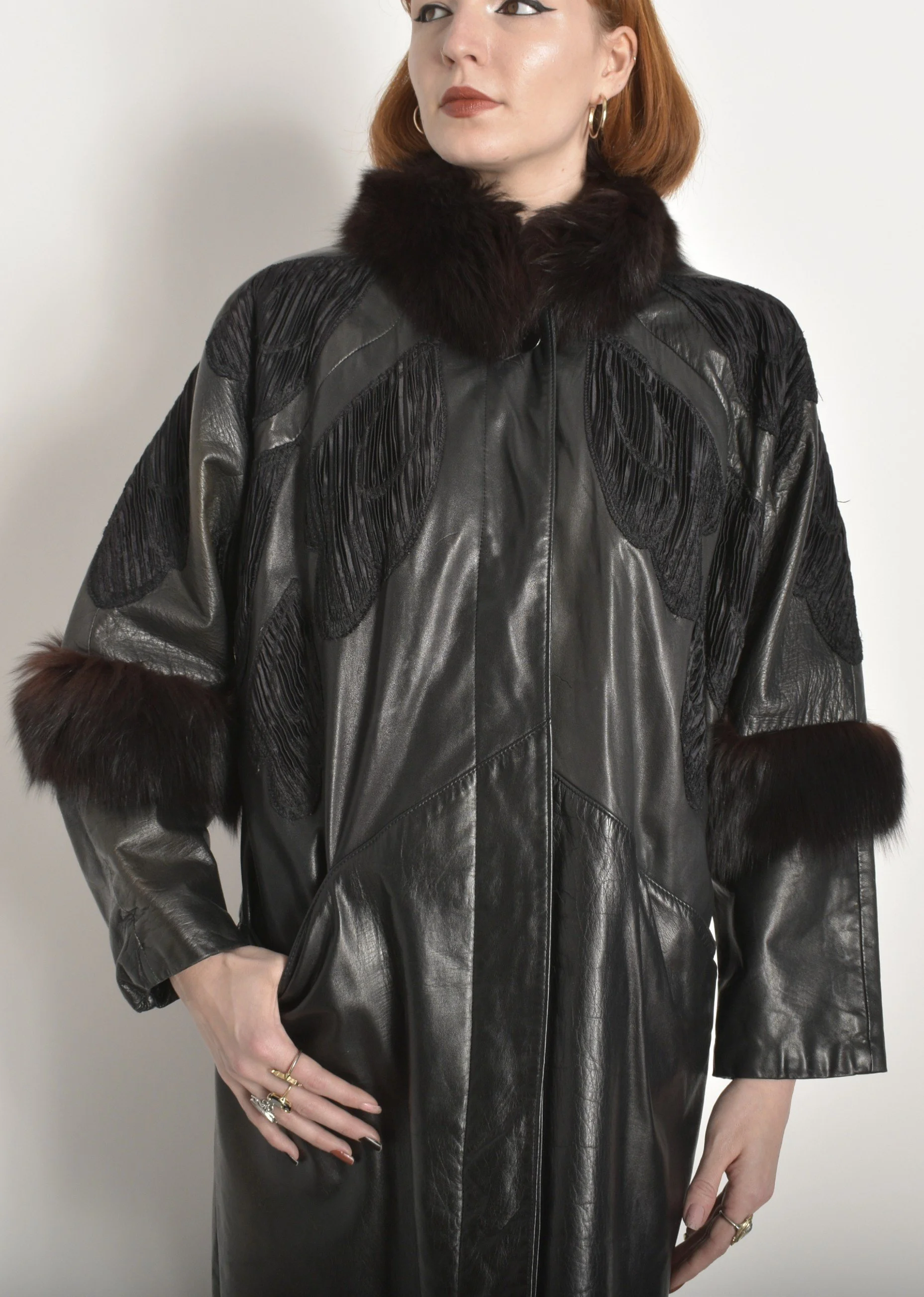 1980s Fur Collar Leather Jacket-S/M/L — La Poubelle Vintage